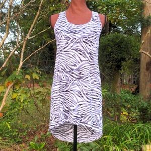 Op Juniors Black/White Animal Print RacerBack Style Dress with Hi-Low Hemline